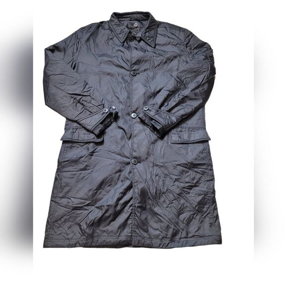 Ermenegildo Zegna Men's Large Trench Coat Black Nylon Jacket Long Blazer - Picture 1 of 16